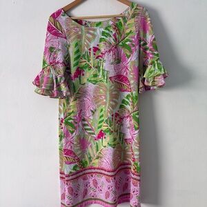 Pappagallo Pink and Green Patterned Dress